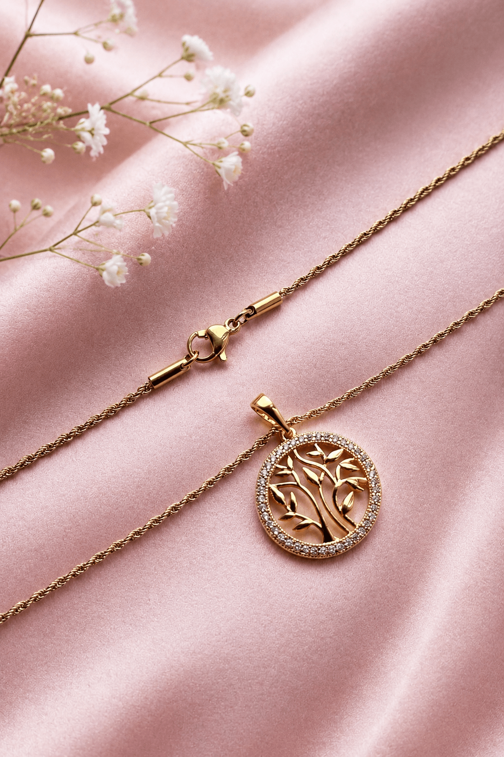 Emily - 18k gold plated necklace with tree of life pendant gold plated jewelry for women