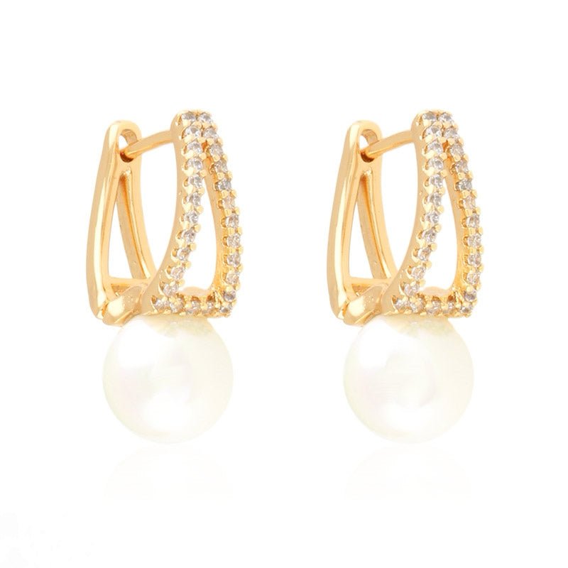 GOLD PLATED ENGLISH LOCK EARRINGS WITH PEARL gold plated earrings Women's earrings