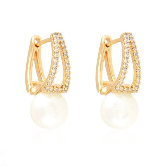 GOLD PLATED ENGLISH LOCK EARRINGS WITH PEARL gold plated earrings Women's earrings