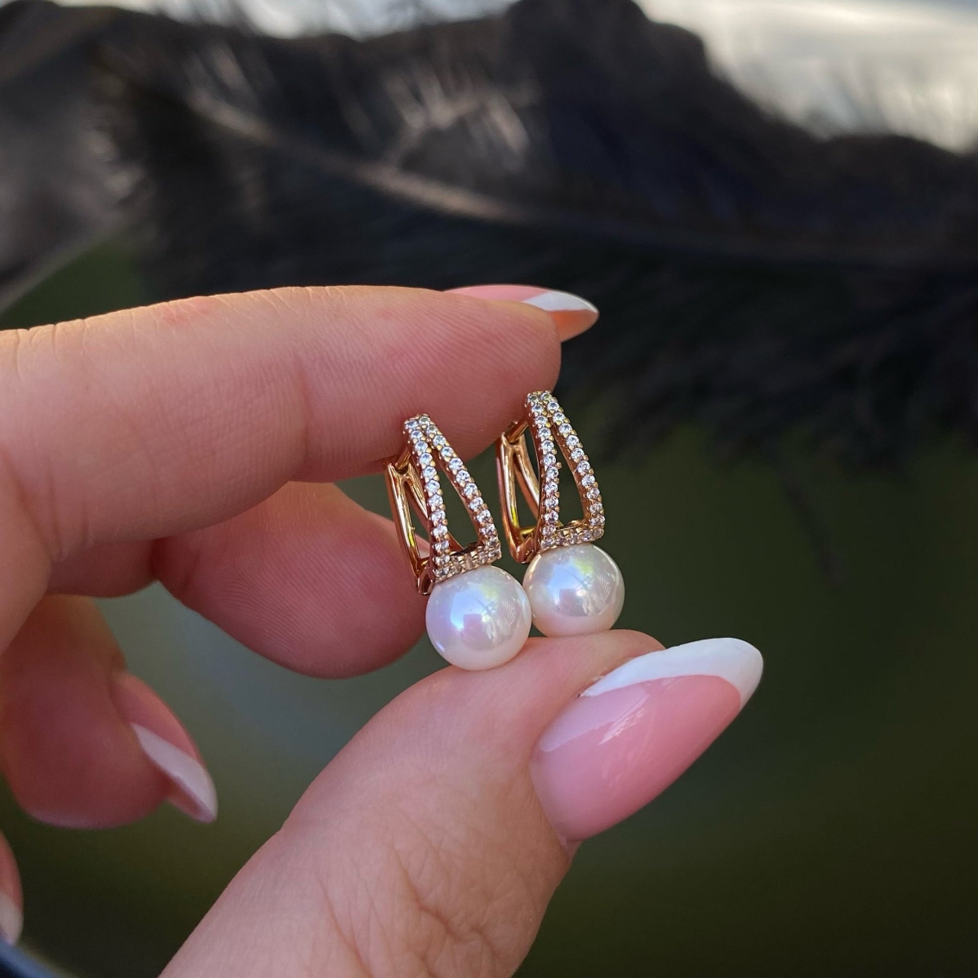 GOLD PLATED ENGLISH LOCK EARRINGS WITH PEARL gold plated earrings Women's earrings