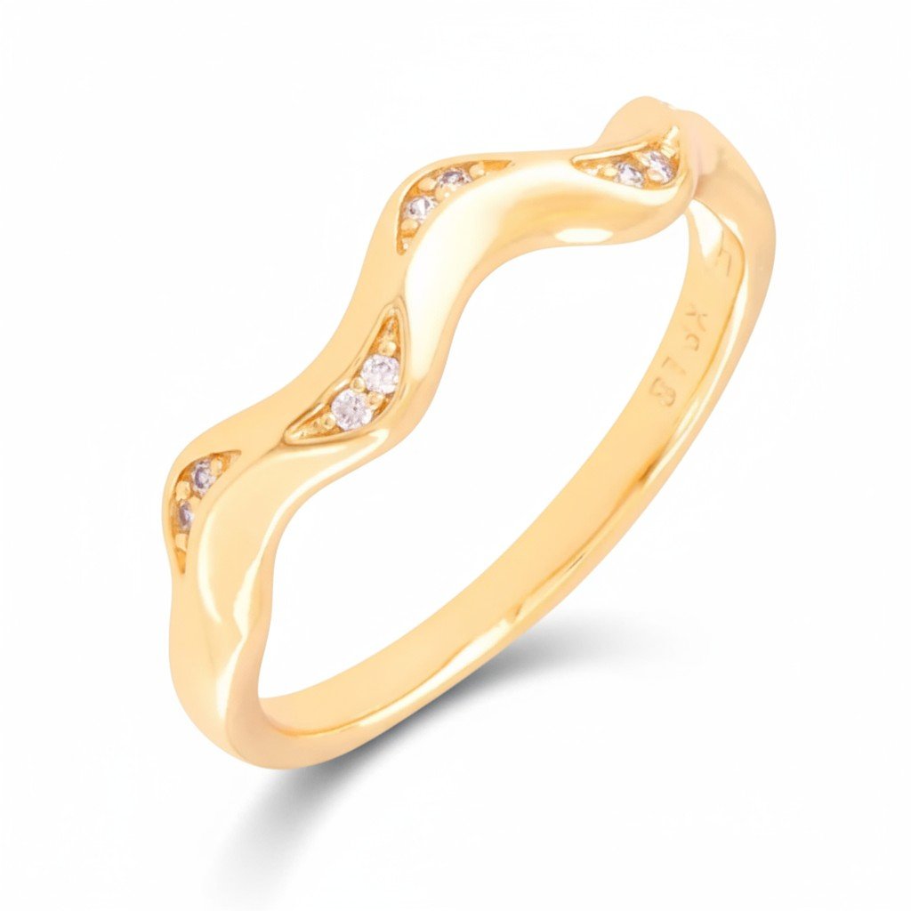 Golden Wave Mini – Delicate Crystal Ring – Gold Plated Jewelry | Your jewelry