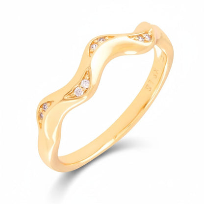 Golden Wave Mini – Delicate Crystal Ring – Gold Plated Jewelry | Your jewelry