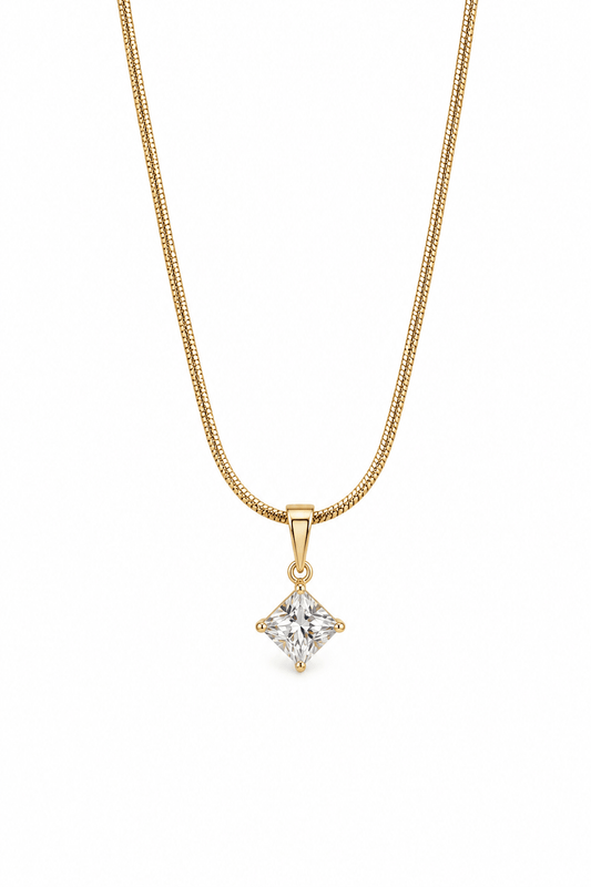 Ilze - 18k gold plated necklace with cubic zirconia pendant gold plated jewelry for women