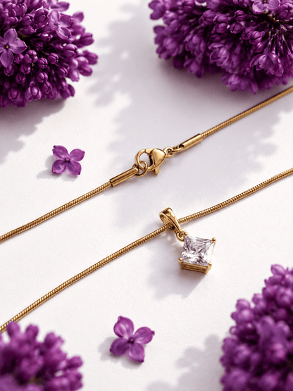 Ilze - 18k gold plated necklace with cubic zirconia pendant gold plated jewelry for women