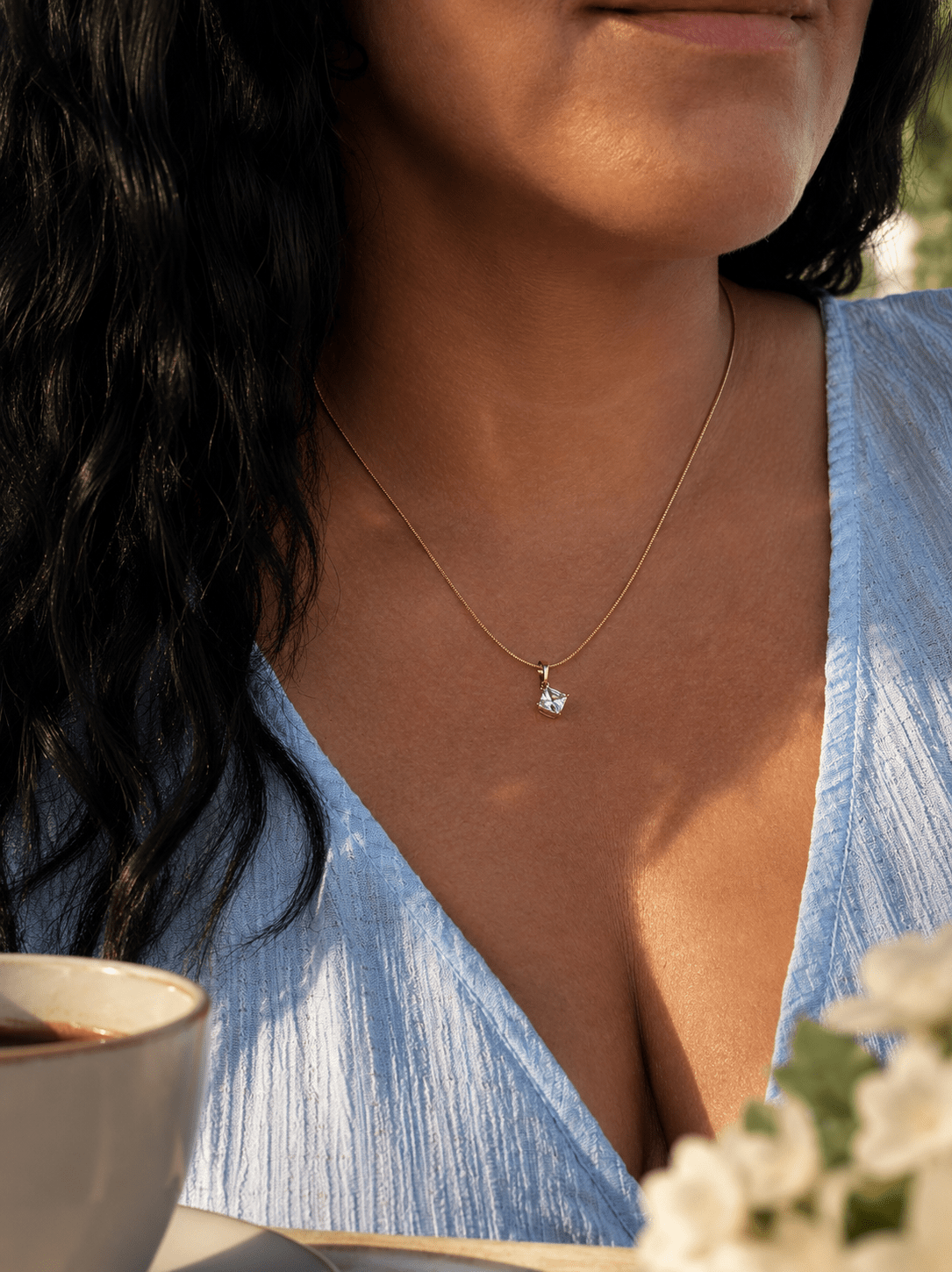 Ilze - 18k gold plated necklace with cubic zirconia pendant gold plated jewelry for women