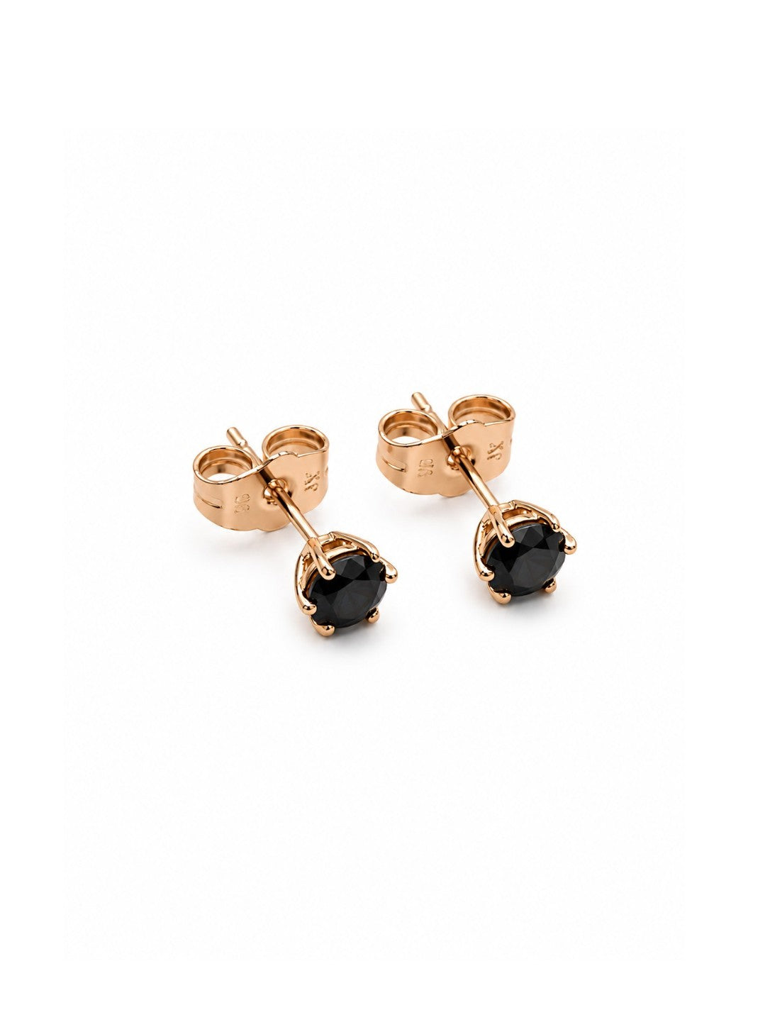 Elsa – 18k gold-plated stud earrings with black zirconia