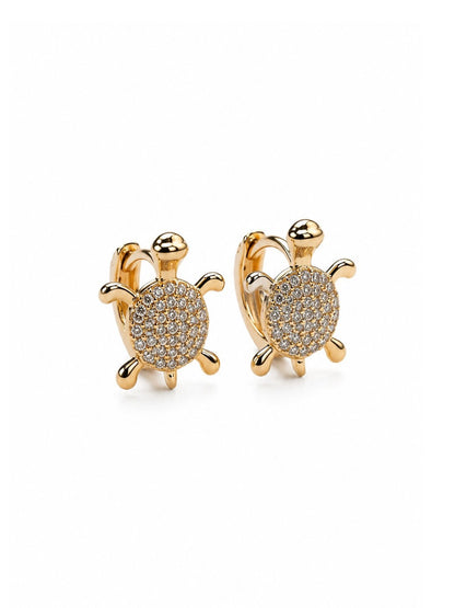 Tina – 18k gold-plated turtle hoop earrings with zircons