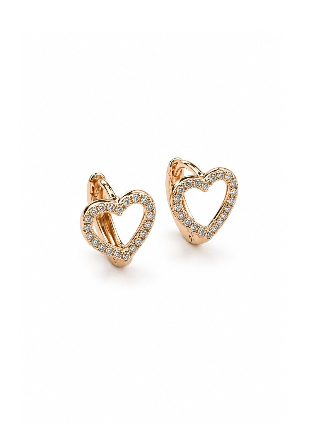 Amelia – 18k gold-plated heart hoop earrings with zircons
