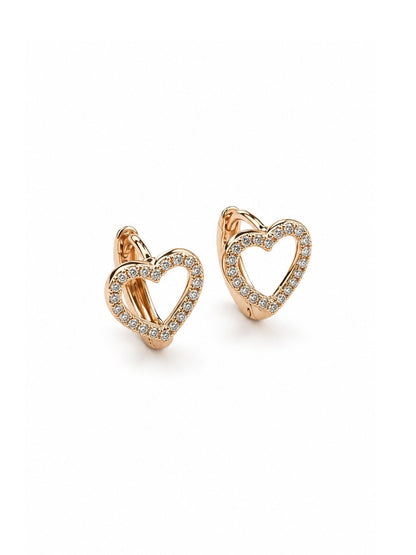 Amelia – 18k gold-plated heart hoop earrings with zircons