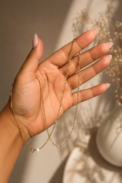 Alice - 18k gold-plated twisted chain for women (60 cm)