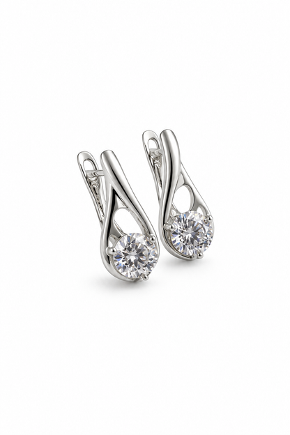 Elina – silver-plated earrings with zirconia and English clasp