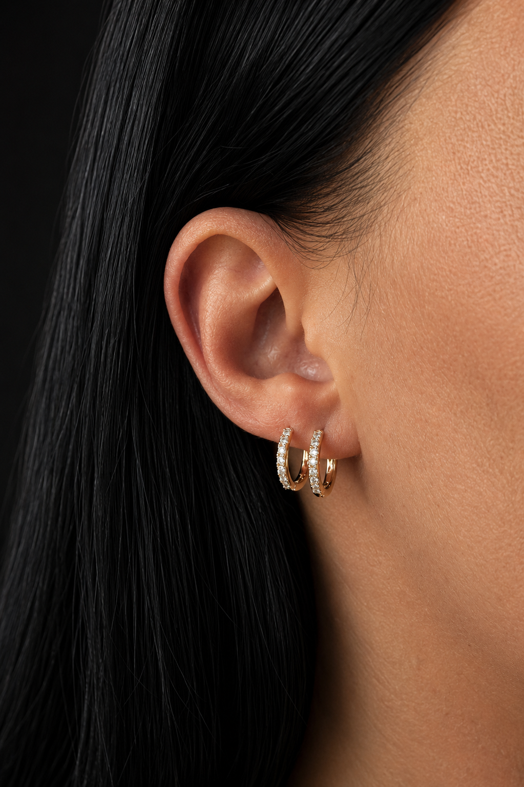 Eliza – 18k gold-plated pavé hoop earrings with cubic zirconia