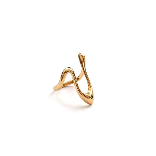 Classic gold-plated ring with an abstract design - 18k - gold-plated - jewelry