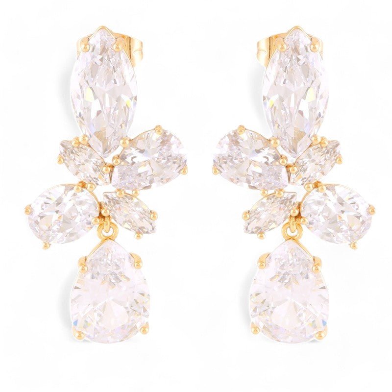 Crystal lux gold-plated stud earrings