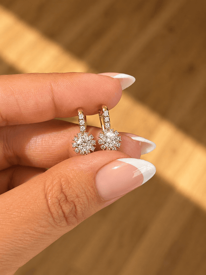 Christiana - 18k gold plated halo earrings with cubic zirconia gold plated jewelry for women