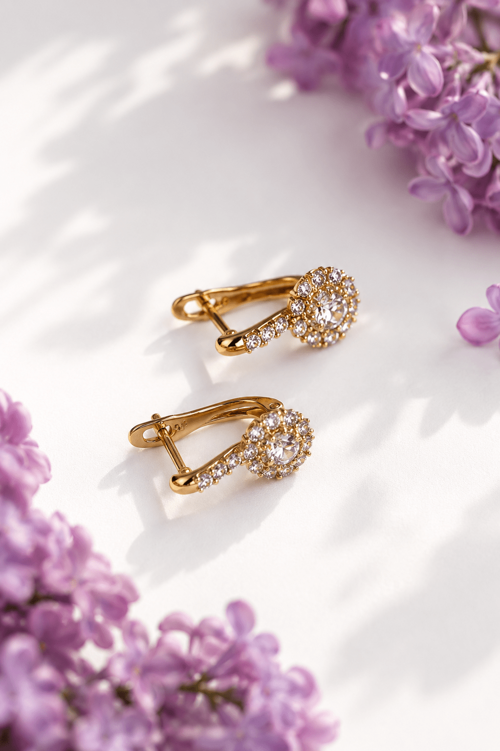 Christiana - 18k gold plated halo earrings with cubic zirconia gold plated jewelry for women