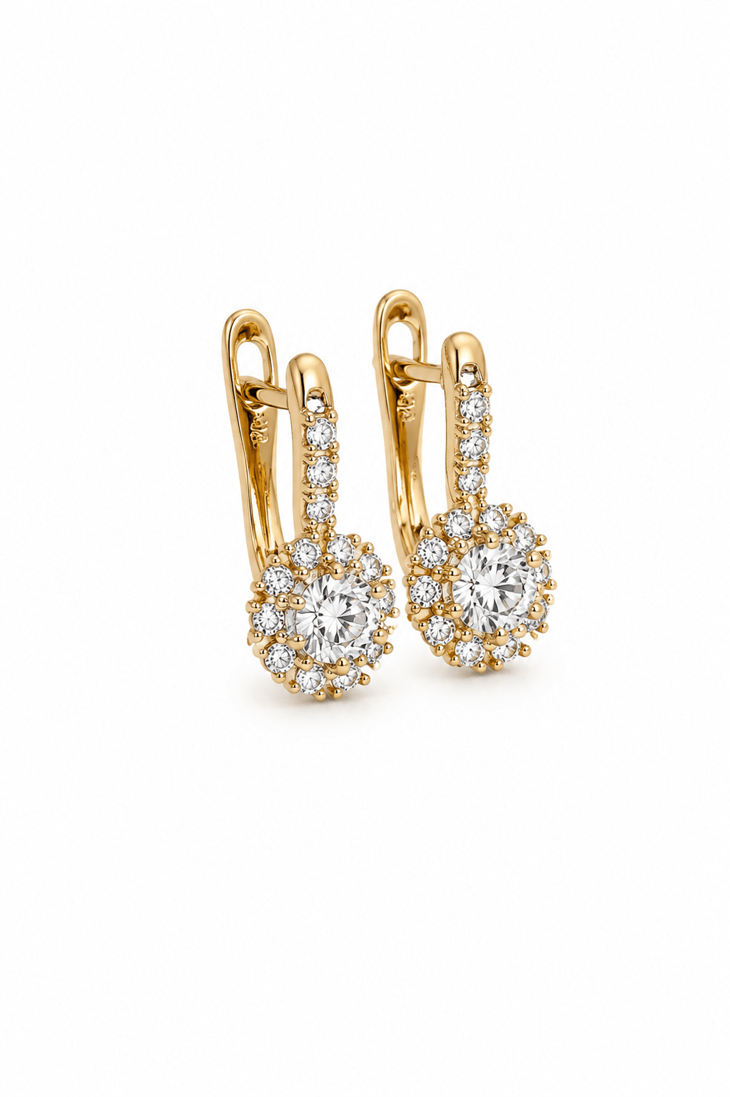 Christiana - 18k gold plated halo earrings with cubic zirconia gold plated jewelry for women