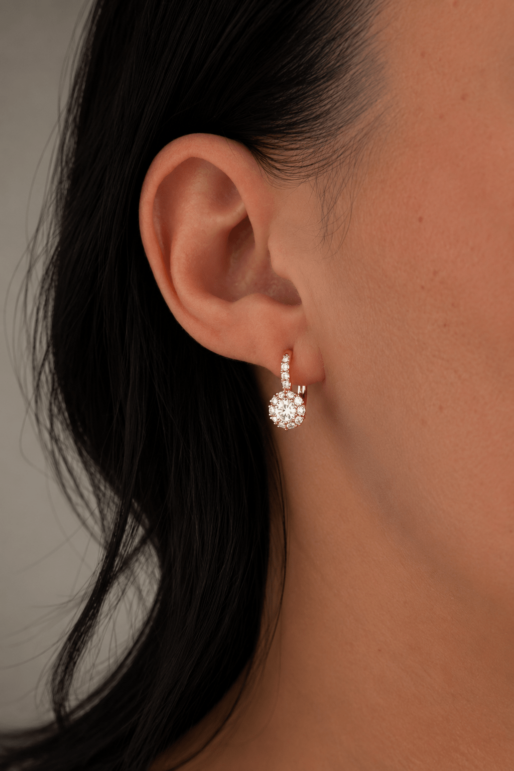 Christiana - 18k gold plated halo earrings with cubic zirconia gold plated jewelry for women