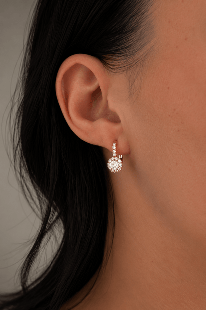 Christiana - 18k gold plated halo earrings with cubic zirconia gold plated jewelry for women
