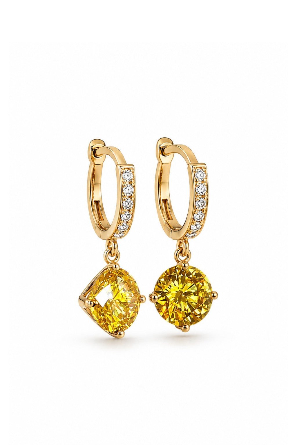 Laila - 18k Gold Plated Drop Earrings with Yellow Cubic Zirconia Gold Plated Jewelry for Women