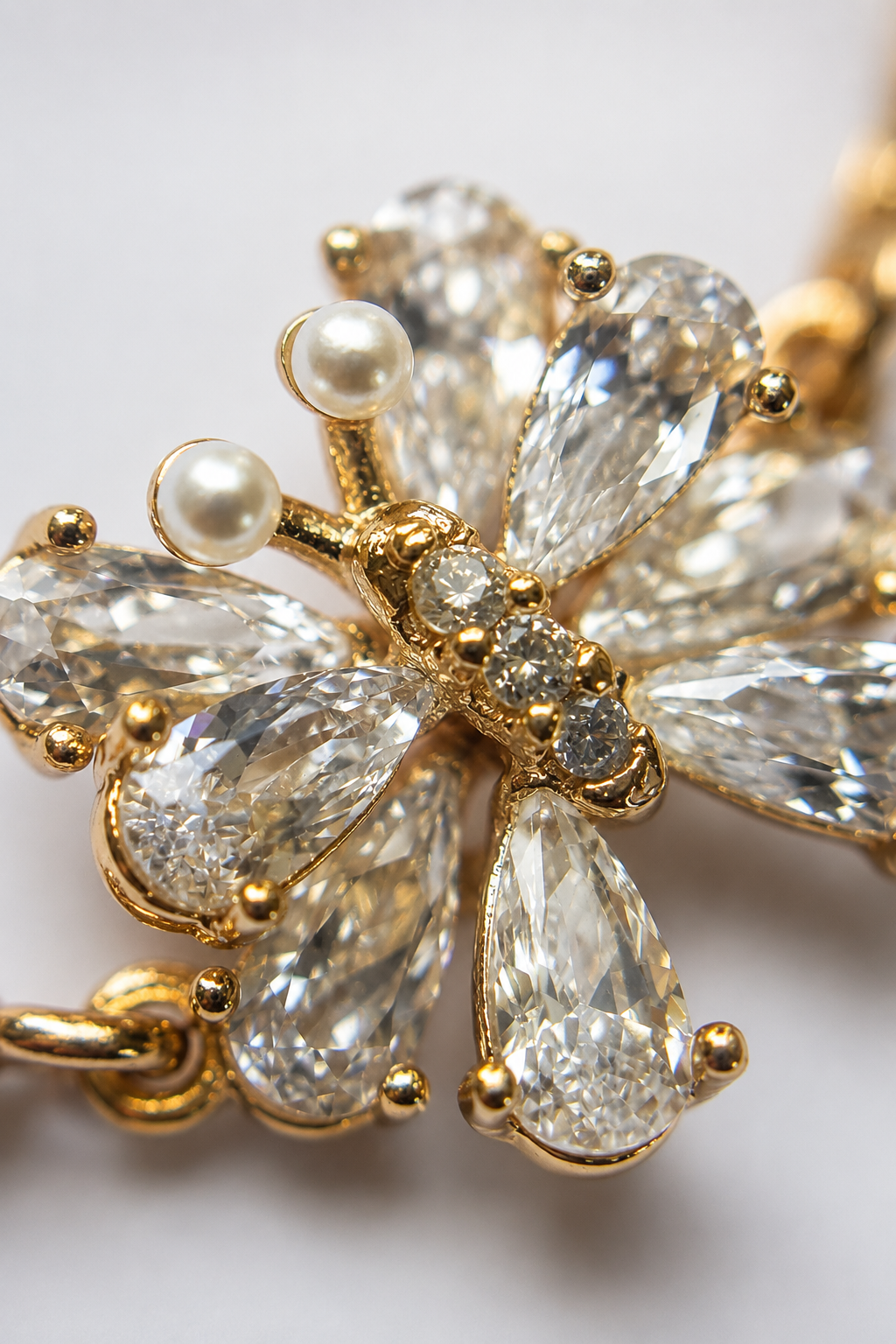 Macro close-up of the glittering butterfly element of the lime bracelet