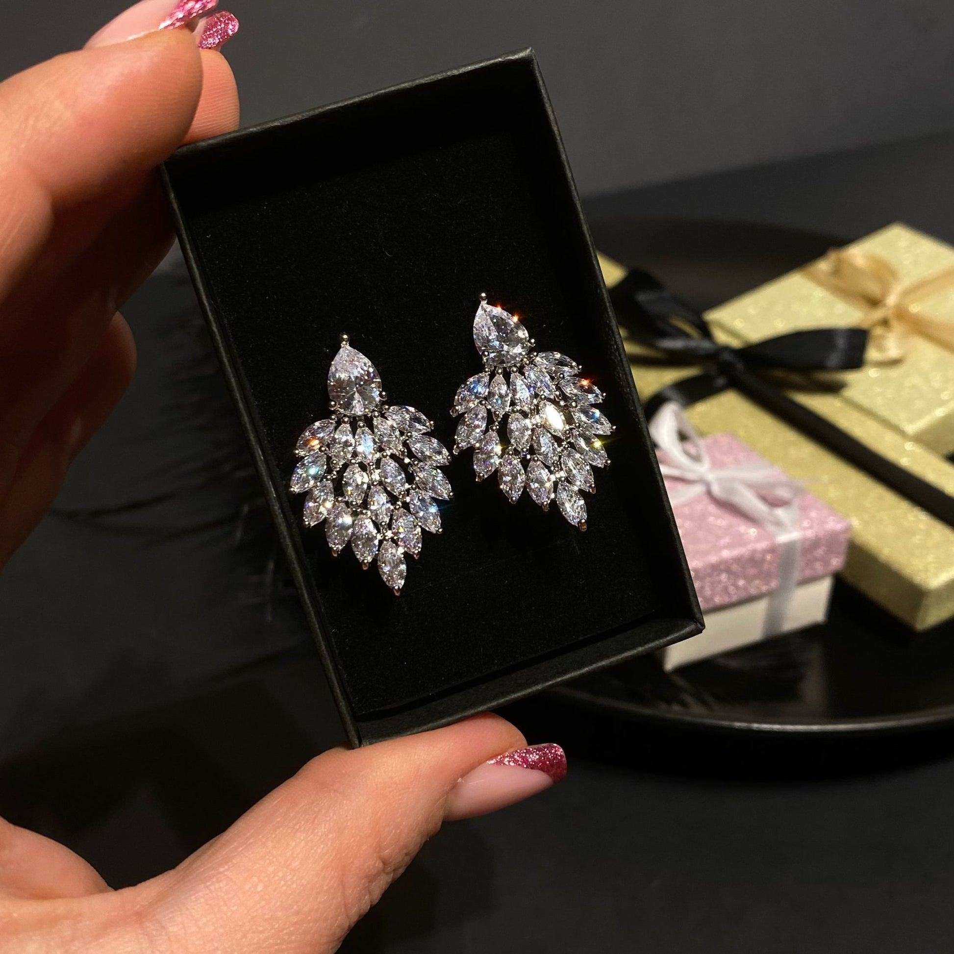 LUX Silver-plated earrings with crystals