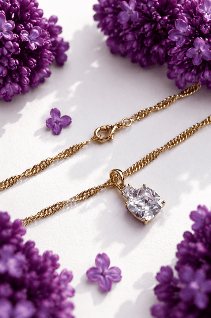 Marta - 18k Gold Plated Necklace with Cubic Zirconia Pendant Gold Plated Jewelry for Women