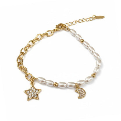 Moon & Star – Beaded Bracelet – Gold Plated Jewelry | Your jewelry