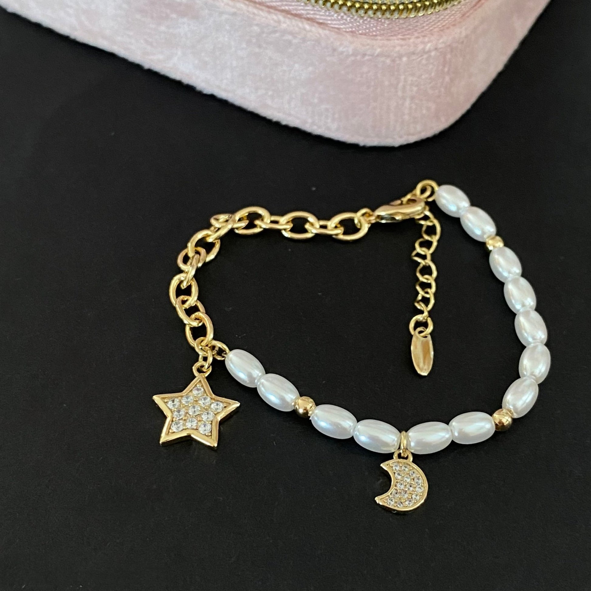 Moon & Star – Beaded Bracelet – Gold Plated Jewelry | Your jewelry