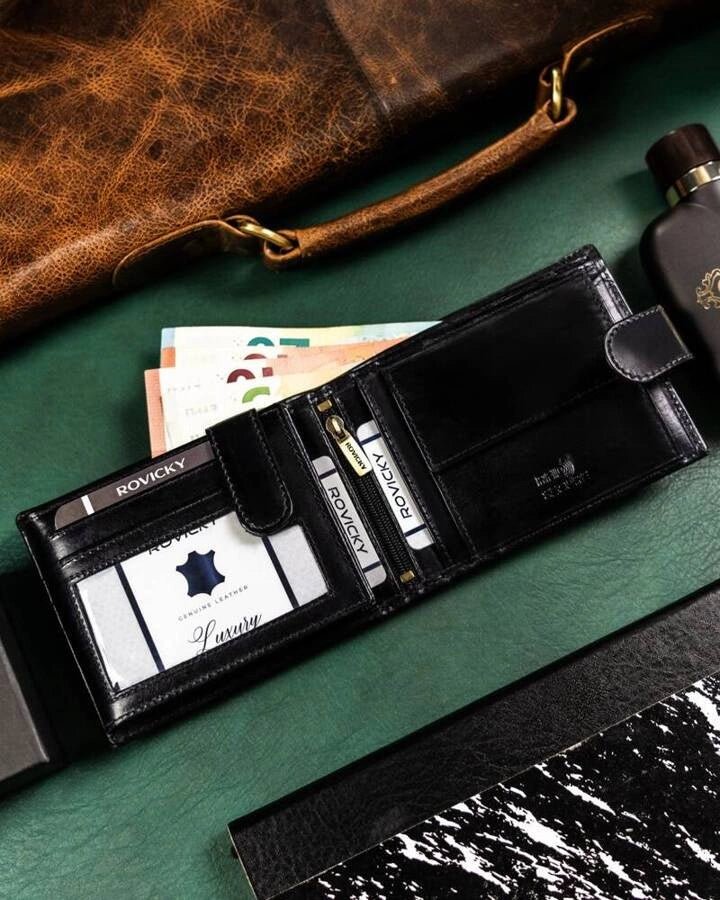 Natural Leather Wallet for Men Black leather wallet horizontal wallet design luxury leather wallet