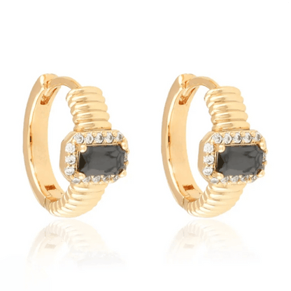 Noir Éclat Hoops - gold-plated hoop earrings with black zirconia - 18k - gold-plated - jewelry