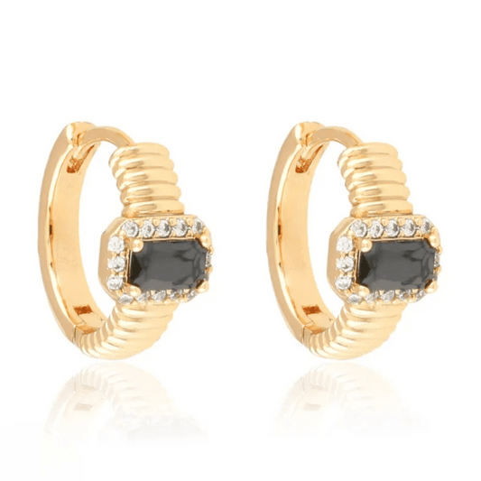 Noir Éclat Hoops - gold-plated hoop earrings with black zirconia - 18k - gold-plated - jewelry