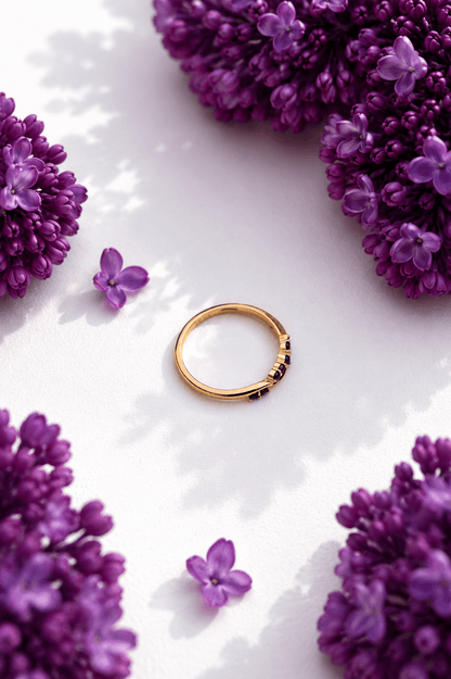 Nora - 18k gold-plated ring with black zircons gold-plated jewelry for women