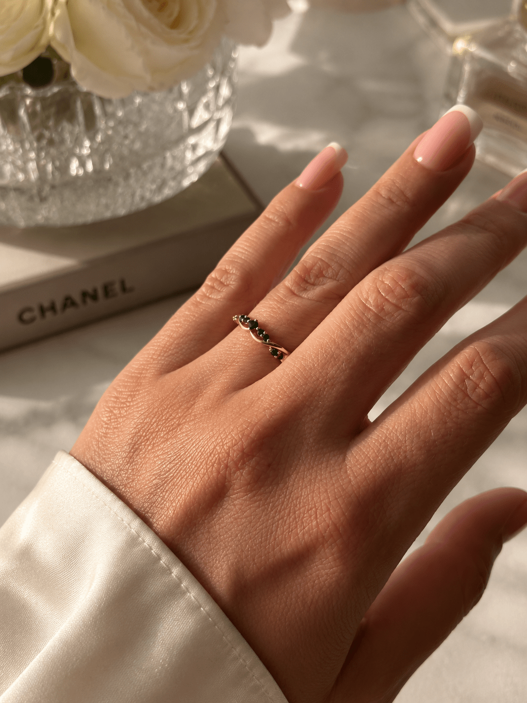 Nora - 18k gold-plated ring with black zircons gold-plated jewelry for women
