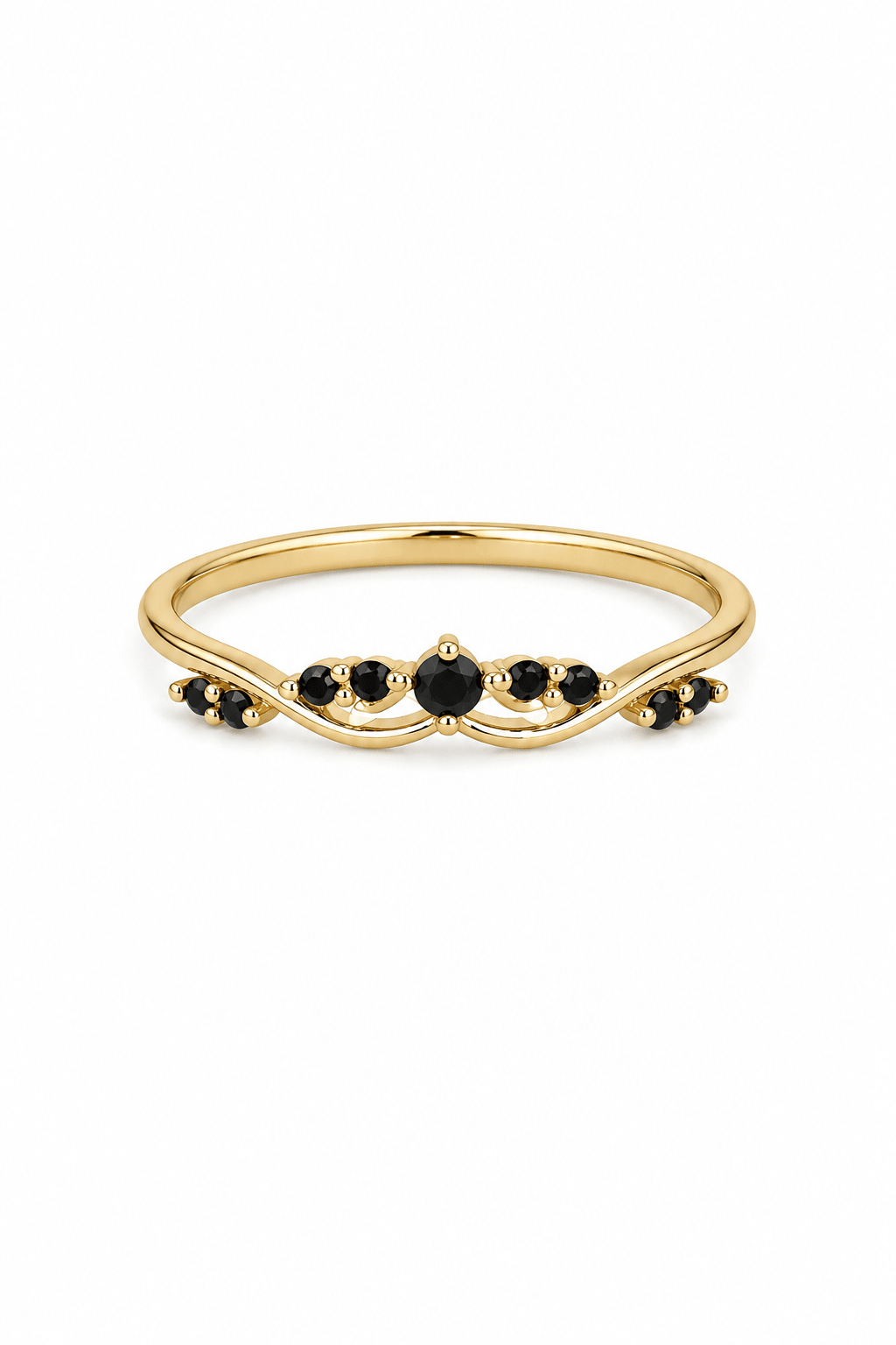 Nora - 18k gold-plated ring with black zircons gold-plated jewelry for women