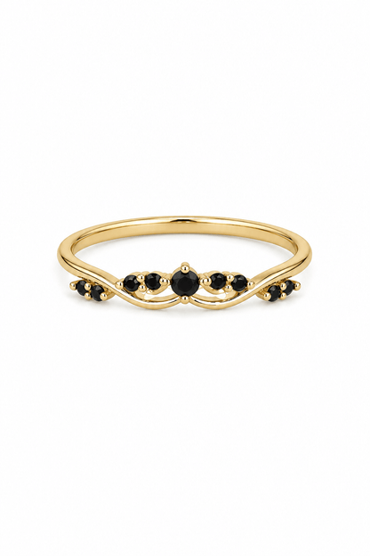 Nora - 18k gold-plated ring with black zircons gold-plated jewelry for women