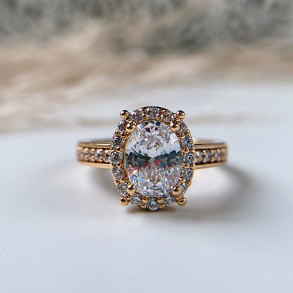Oval zirconia gold-plated ring