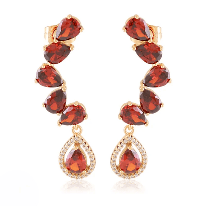 Ruby Glam - Gold-plated holiday stud earrings with red crystals - 18k - gold-plated - jewelry