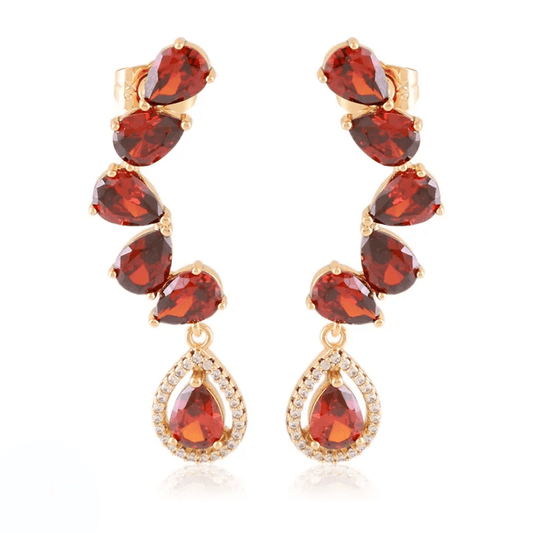 Ruby Glam - Gold-plated holiday stud earrings with red crystals - 18k - gold-plated - jewelry
