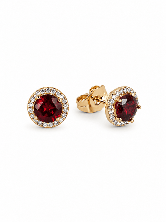 Ruth - 18k gold-plated stud earrings with red zirconia gold-plated jewelry for women