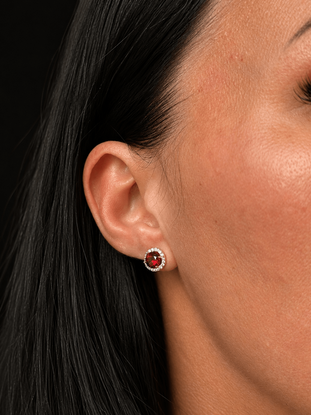 Ruth - 18k gold-plated stud earrings with red zirconia gold-plated jewelry for women