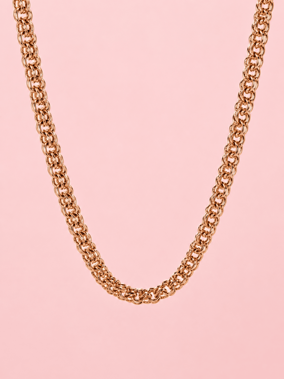 Gold-tone Bismarck unisex chain necklace 50 cm, 5 mm – weave close-up