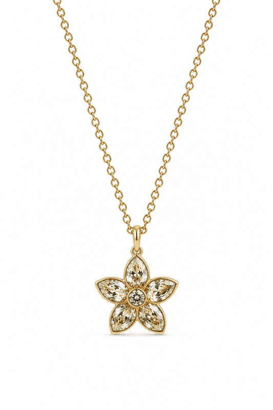 Florija – 18k gold-plated necklace with a flower-shaped zirconium pendant